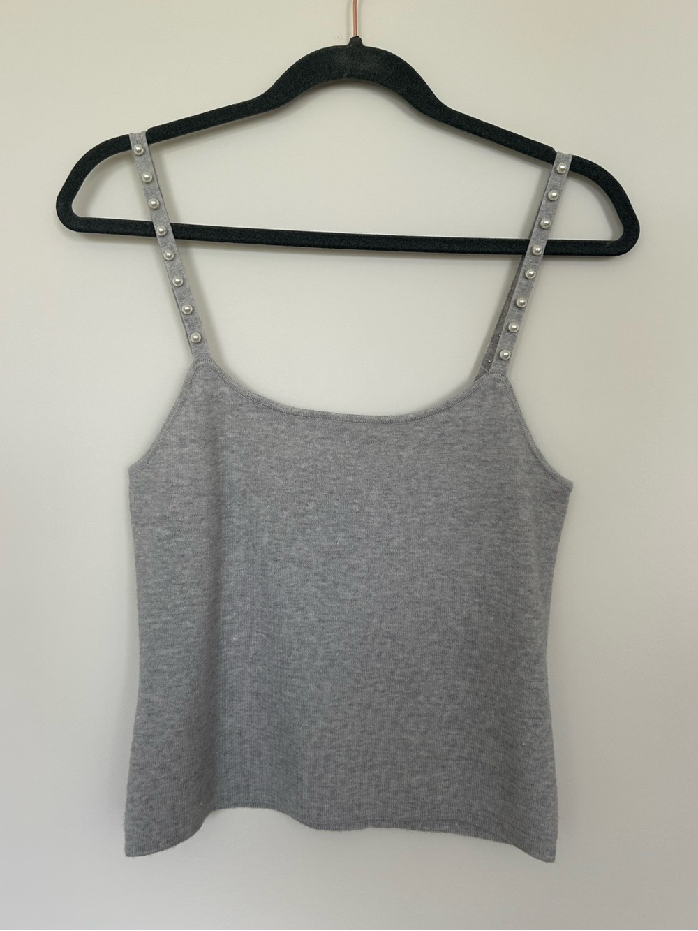 INC International Concepts Gray Pearl-Detail Knit Cami